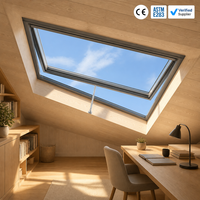 Fenêtre de toit moderne à double vitrage en aluminium à toit incliné, économe en énergie, avec verre de sécurité, taille personnalisée, cadre inclus