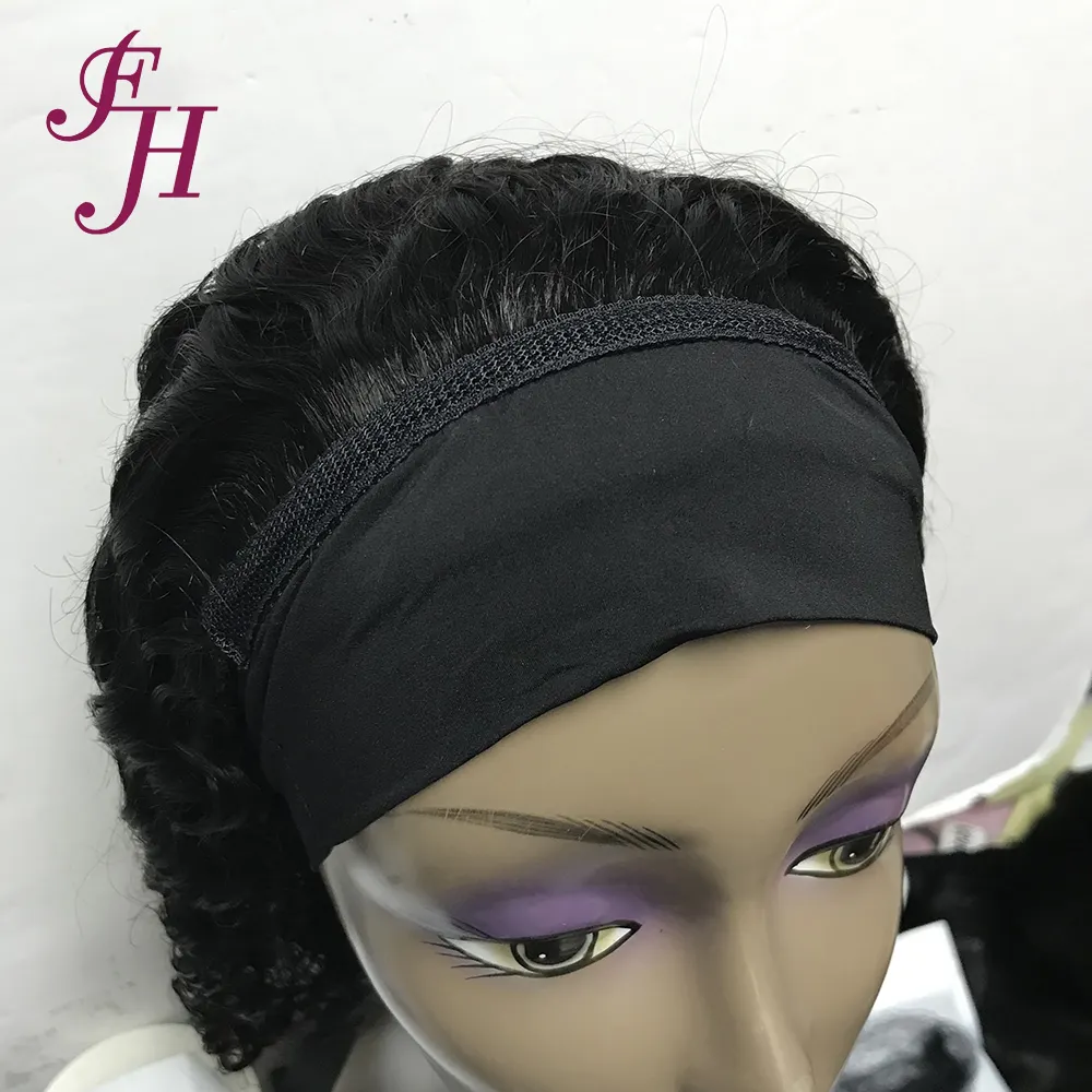 14-22 Inch Raw Indian Straight 100% Human Hair Headband Wig for Black Women None Lace Glueless Wig
