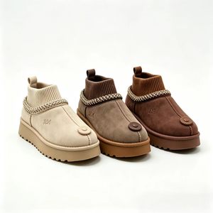 Bottes de neige d'hiver pour femmes, bottines à enfiler, doublure douce, bout rond, semelle plateforme, chaussures d'extérieur décontractées - Product Image 1