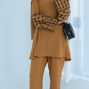 ชุดเสื้อผ้าสำหรับผู้หญิงเสื้อแขนยาวสำหรับผู้หญิงชุดเสื้อผ้าเสื้อผ้าสองชิ้นลาย Dubai keffiyeh - Product Image 3