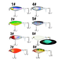 WildTrek Leurre de pêche Whopper Plopper pour brochet 7,5/9,5 cm 6/10 g, leurre de surface avec queue à hélice, 5 couleurs, appât dur 6 # /8 #   Hameçons triples