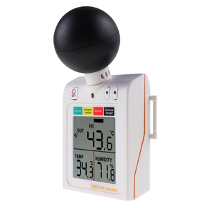 Indicateur de stress thermique 2-en-1 WBGT + HI (Indice de chaleur du globe atmosphérique humide) avec indicateur de niveau dangereux et alarme sonore - Product Image 1