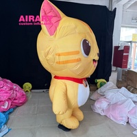 Costume de chat de dessin animé gonflable en tissu en peluche ultra-court pour l'activité de spectacle adulte