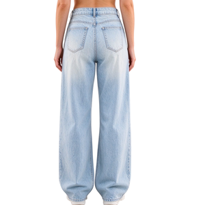Customs <b>Women's</b> High Waist Dark Brown Straight <b>Jeans</b> Loose Fit Breathable Denim Solid Print Casual Rivet Custom Logo Summer - Product Image 6