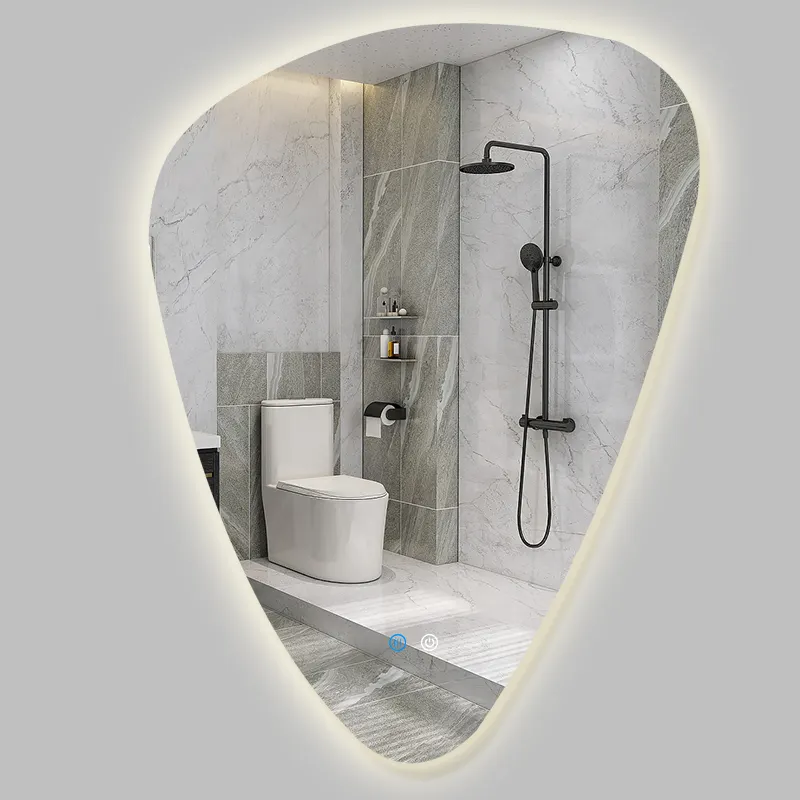Fullkenlight su gözyaşı damlası ayna led akıllı eğimli kenar çerçevesiz duvar montaj banyo aynası
