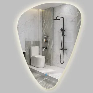 Fullkenlight water tear drop mirror led smart beveled edge frameless wall mount bathroom mirror
