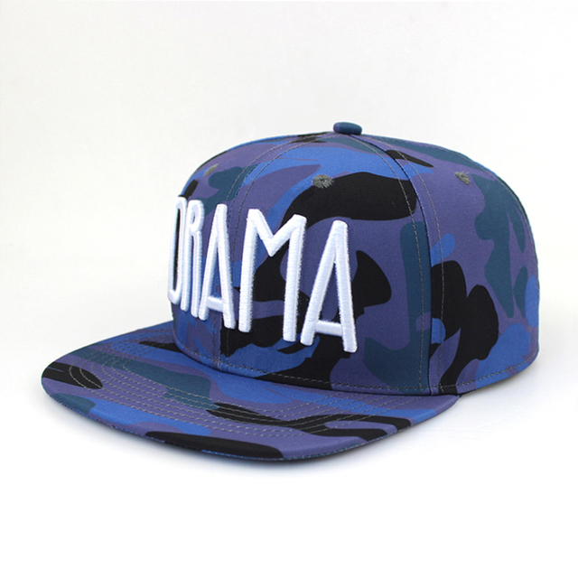 Wholesale OEM Custom Logo High Quality Urban City Camo Cap Camouflage Blue Color MC 6 Panel Flat Brim Sports Snapback Caps