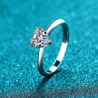Bague de mariage pour femme en argent sterling 925 avec moissanite en forme de cœur 1ct, 2ct, bijoux de mode