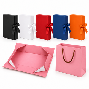 Custom Luxury Foldable Rigid Gift <b>Box</b> <b>Collection</b> Flat Pack Save Shipping Cost Custom Color Logo Magnetic Ribbon Handle Paper Bag - Product Image 4
