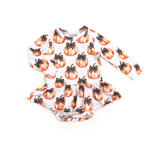 Personnalisé Halloween Citrouille Nœuds Imprimer Enfants Filles Tenues Petites Filles Robe En Gros Frère Allumette Bébé Vêtements - Product Image 3