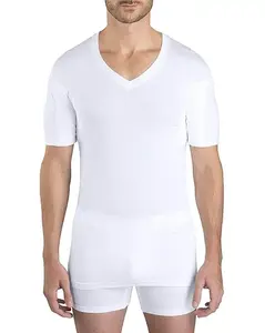 Custom Cotton Organic Spandex Sweatproof T-shirt Men's Sweat Proof Undershirt Prints Design Pads Slim V-neck T Shirt