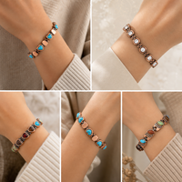 Bracelet ajustable tendance en pierre de cristal turquoise pour femmes et hommes, bijoux de guérison pour soulager l'arthrite, bracelet magnétique en cuivre pur
