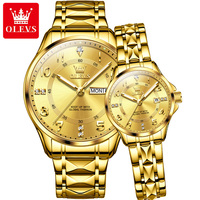OLEVS 2910 Montre à quartz pour homme et femme, tendance, de haute qualité, étanche, en acier inoxydable, avec calendrier, vente chaude