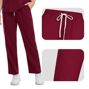 HZKwai Scrub Suit Set Unisex Short Sleeve Moisture Wicking Clinic Uniform Maroon S - Product Image 2