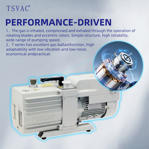 Pompe à vide à deux étages TSVAC T8D 8m³/h 1Pa 0.37kW, Pompe rotative à palettes à double étage à bain d'huile pour lyophilisateur de laboratoire - Product Image 2