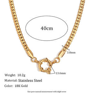 Waterproof Non Tarnish Jewelry 316L Stainless Steel Base 14k 18k PVD <b>Gold</b> Plated Charm <b>Flat</b> Paperclip <b>Necklace</b> for Women - Product Image 6