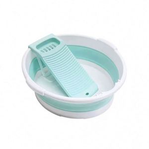 All-in-One Foldable <b>Round</b> PP Plastic 51cm Portable Eco-Friendly Oversized Rubbing Board Wash <b>Basin</b> - Product Image 1
