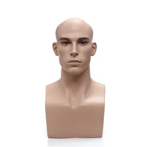 H1114 Maschio testa di manichino in fibra di vetro testa spalla dell'uomo realistico mannequin
