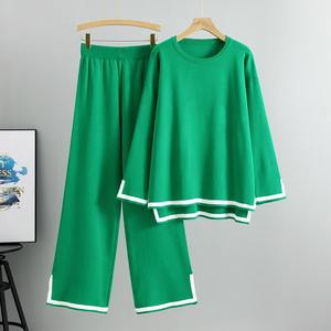 B41037 da donna Casual modello solido autunno inverno Set a due pezzi maglione a maniche lunghe a gamba larga <span class=keywords><strong>con</strong></span> <span class=keywords><strong>spacco</strong></span> Set in maglia esplosiva - Product Image 4