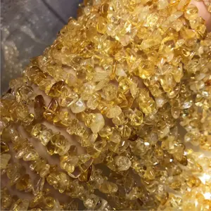 Miçangas de pedras preciosas com chip natural, cristais de cura, citrino esmagado, forma irregular, miçangas para fabricação de jóias