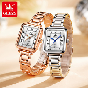 OLEVS <span class=keywords><strong>Montre</strong></span> carrée classique en alliage d'acier inoxydable avec logo personnalisé de haute qualité 5641 <span class=keywords><strong>Montre</strong></span> à quartz classique pour <span class=keywords><strong>femme</strong></span> avec calendrier professionnel - Product Image 1