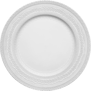 Assiettes de présentation blanches personnalisées, élégantes, à dentelle en relief, rondes, réutilisables, pour assiettes de dîner, en gros - Product Image 1