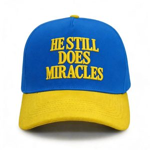 Casquette de baseball vintage en coton délavé avec citation brodée, casquette snapback bicolore, vente en gros - Product Image 3