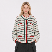 Cardigan en tricot tweed de luxe discret pour femme, mélange cachemire et laine, idéal pour les fêtes de Noël, veste en tricot, pull-over pour femme
