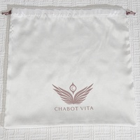 Sac à cordon en satin blanc avec logo personnalisé imprimé, ornements pour couvre-chef, sac cadeau de luxe, extension de cheveux, perruque, sac en satin de soie