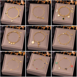 Nuova moda luce alla moda di lusso in acciaio inossidabile placcato <span class=keywords><strong>oro</strong></span> maglia geometrica da donna bracciale pendolare senza sbiadimento coppia - Product Image 2