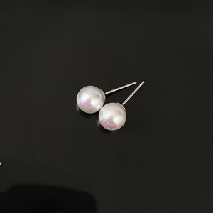 Pendientes de latón redondos de plata combinados con perlas brillantes clásicas, joyería esférica de alta calidad chapada en rodio de varios tamaños - Product Image 4