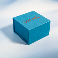 Papier d'art estampage à chaud de petite taille moyenne avec logo personnalisé Emballage de boîte-cadeau de ceinture portefeuille à fermeture magnétique bleue