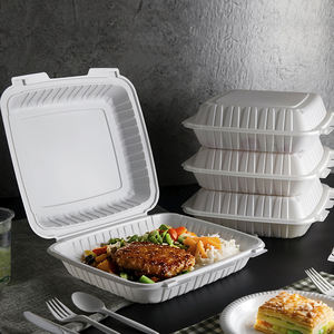 Caja de comida de almuerzo desechable ecológica de 10x10x3 pulgadas, apta para <span class=keywords><strong>microondas</strong></span>, sin BPA, 150 Uds. Por caja de cartón para llevar - Product Image 1