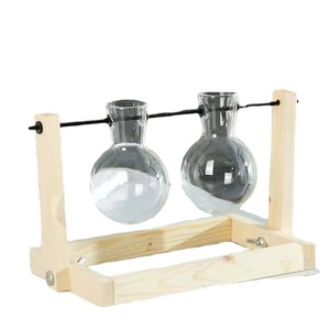 Wooden Glass Plant Container 21Cm X 15Cm Desktop Indoor Flower Green Plant Decor - Product Image 4