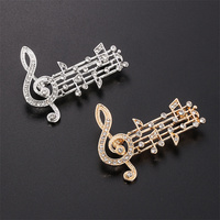 Grandi spille smaltate a forma di nota musicale per donna e uomo, con cristalli austriaci, per sciarpe, cappotti, gioielli iconici, decorazioni per abiti da festa e broche