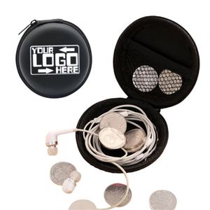 Customizable logo Portable Circular Headphone Storage Box Data <b>Cable</b> Zipper <b>Bag</b> Storage <b>Bag</b> for Daily Coin Small Item Storage - Product Image 1