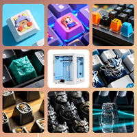 Ensemble de touches de clavier TechRexy personnalisées à géométrie arabe - Légendes bleues et dorées sur touches PBT avec texte et logo personnalisés