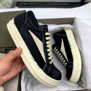 Zapatillas bajas de cuero de lujo Owens para hombre y mujer, con cordones, suela gruesa, informales, planas, en stock, color negro - Product Image 1