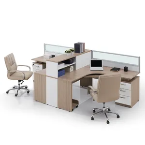 Wenhao Staff Working Office Table Desk Computer Wooden Workstation Partition Desk For 2 Person