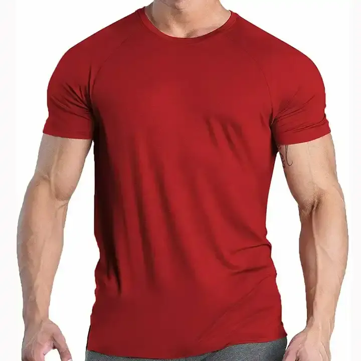 Yüksek kalite özel Logo Mens spor çabuk kuruyan kas spor kısa kollu düz boş spor üst T Shirt erkekler