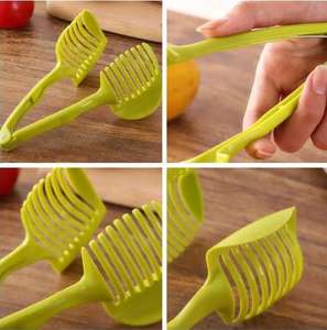 Outil de coupe de tranches de cuisine créative Porte-oignon Pomme de terre Tomate Trancheuse Coupe-fruits et légumes Gadg de cuisine de sécurité - Product Image 6