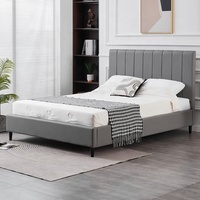 Juego de Muebles de Dormitorio de Lujo, Cama Doble, Queen Size, King Size, Plataforma Ahorradora de Espacio, Tapizada en Tela de Terciopelo