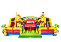 Ciudad de Diversión Inflable Comercial con Temática de Animales Salvajes, Castillo Inflable Grande de PVC para Niños, Alquiler para Eventos