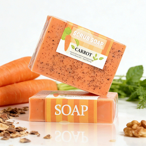 <b>Body</b> <b>Scrub</b> Bar Soap Exfoliating <b>Body</b> Wash Bar with Carrot Extract Subtle Fruity Citrus Scent Deep Cleansing Moisturizing Refresh - Product Image 1
