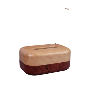 En stock: caja de pañuelos de madera, caja de pañuelos doméstica con esquinas redondeadas, caja de pañuelos magnética de sapele, caja artística para guardar pañuelos. - Product Image 5