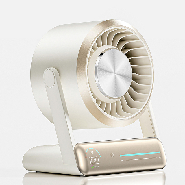 Wholesale 6000mAh LED Display Bladeless Eco-Friendly Touch Control Negative Ion Wall-Mounted  Black White Camping Desktop Fan