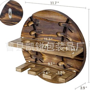 Wooden <b>Wall</b> <b>Mounted</b> Round Baseball Bat Storage Rack 2 Tier Multifunctional <b>Shelf</b> For Sports Equipment And Decor - Product Image 3