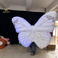Sac à dos papillon gonflable blanc en tissu Oxford avec lumière LED pour soirée dansante - Grande Vente