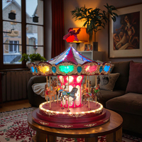 Anyou Grand Carrousel de Noël à musique lumineuse Décorations de vacances européennes Carrousel tournant éclairé Figurines de Noël Jouets