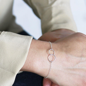 Bracelet double cercle géométrique en argent sterling ROXI S925, style vent froid - Product Image 5